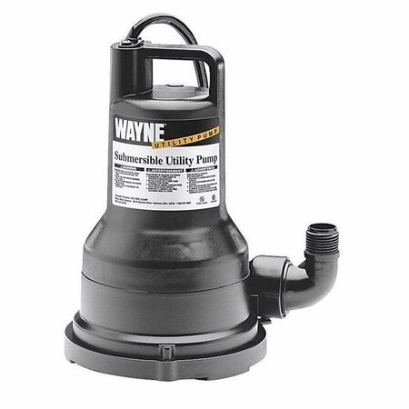 WAYNE 0.2 HP 2050 GPH Thermoplastic Switchless Switch Bottom AC Submersible Utility Pump 46820